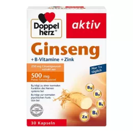DOPPELHERZ Ginseng 250 + B vitamini + cink kapsule, 30 kos