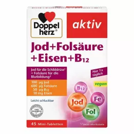 DOPPELHERZ jod+folna kislina+železo+B12 tablete, 45 kos