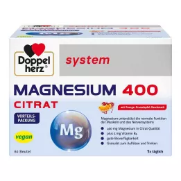 DOPPELHERZ Magnezij 400 Citratni sistem Granule, 60 kos