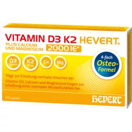 VITAMIN D3 K2 Hevert plus Ca Mg 2.000 IE/2 kapsuli, 60 kos