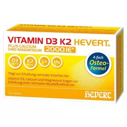 VITAMIN D3 K2 Hevert plus Ca Mg 2000 IE/2 kapsuli, 120 kos