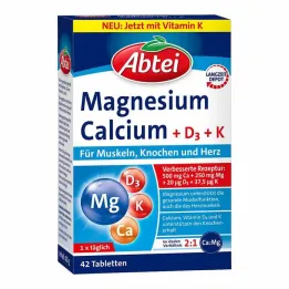 Abbey Magnezij Kalcij + D + K tablete, 42 kos