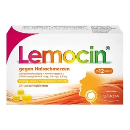 Lemocin® za vneto grlo z okusom medu in limone, 24 kos