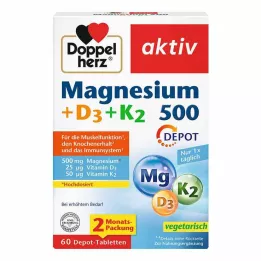 DOPPELHERZ Magnezij 500+D3+K2 Depo tablete, 60 kos