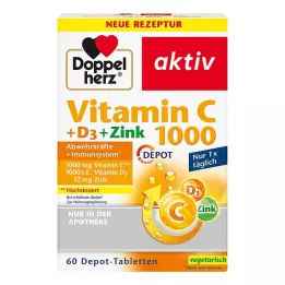 DOPPELHERZ Vitamin C 1000+D3+Zinc Depot tablete, 60 kos