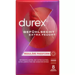 DUREX Ekstra vlažni kondomi na pravi občutek, 8 kosov