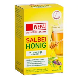 Wepa žajbelj + med + vitamin C + cink v prahu, 10X10 g