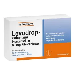 Levodrop-ratiopharm zaviralec kašlja 60 mg filmsko obložene tablete, 10 kos