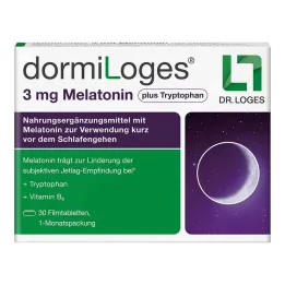 Dormiloges 3 mg melatonin plus triptofan filmsko obložene tablete, 30 kos