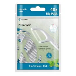 Miradent zobotrebec zobna nitka 2v1 mint, 40 kos