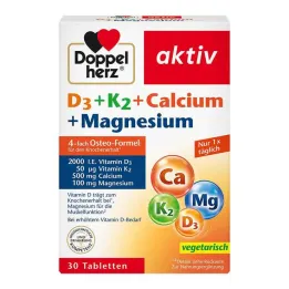 Doppelherz D3 + K2 + Kalcij + Magnezij tablete, 30 kos