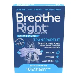 Bolje dihajte Breathe Right nosni obliži normalni prozorni, 10 kos