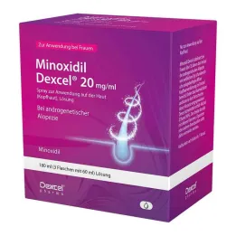 Minoxidil Dexcel 20 mg/ml pršilo za uporabo na lasišču, 3x60 ml