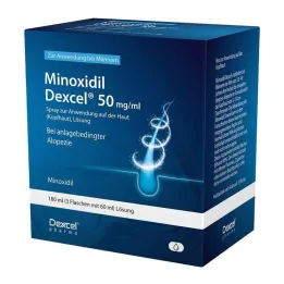 Minoxidil Dexcel 50 mg/ml pršilo za uporabo na lasišču, 3x60 ml