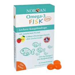 Norsan Omega-3 Fisk Jelly za otroške dražeje, 45 kosov