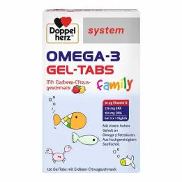 Doppelherz Omega-3 Gel-Tabs family Strawberry Citrus sistem, 120 kosov