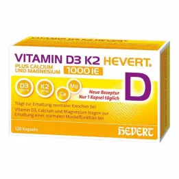 Vitamin D3 K2 Hevert + Kalcij in Magnezij 1000 IE kapsul, 120 kosov