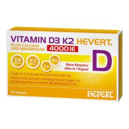 Vitamin D3 K2 Hevert + Kalcij in Magnezij 4000 IE kapsul, 60 kos