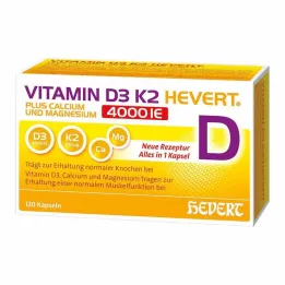 Vitamin D3 K2 Hevert + Kalcij in Magnezij 4000 IE kapsul, 120 kos
