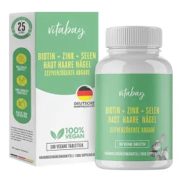 Biotin + cink + selen veganske tablete za kožo + lase + nohte, 180 kos
