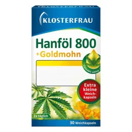 Klosterfrau konopljino olje 800 mg + zlati mak mehke kapsule, 30 kos