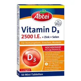 Abbey Vitamin D3 2500 IE mini tablete, 50 kos