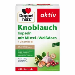 Doppelherz česnove kapsule z omelo + glog + vitamin B1, 480 kosov
