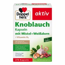Doppelherz česnove kapsule z omelo + glog + vitamin B1, 270 kosov
