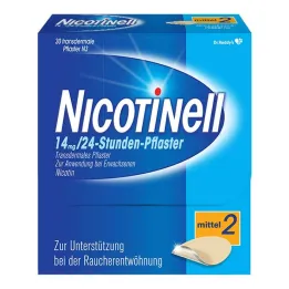 NICOTINELL 14 mg / 24-urni nikotinski obliži, srednja jakost obliža (2), 30 kosov